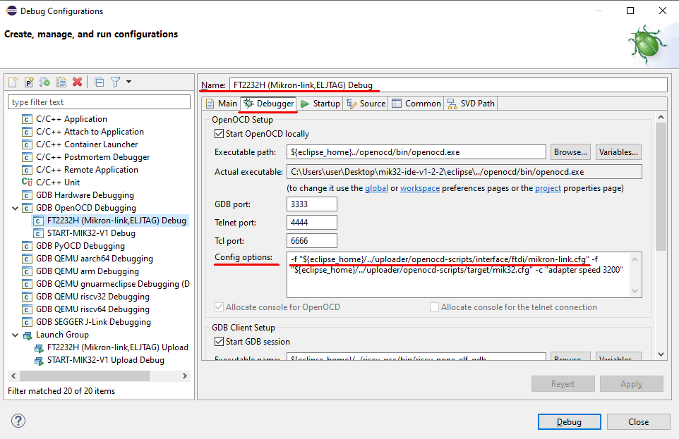 eclipse debug configuration
